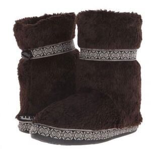 Woolrich Whitecap Brown Sherpa Fuzzy Boot Sock Fleece Lined Slippers Booties 8